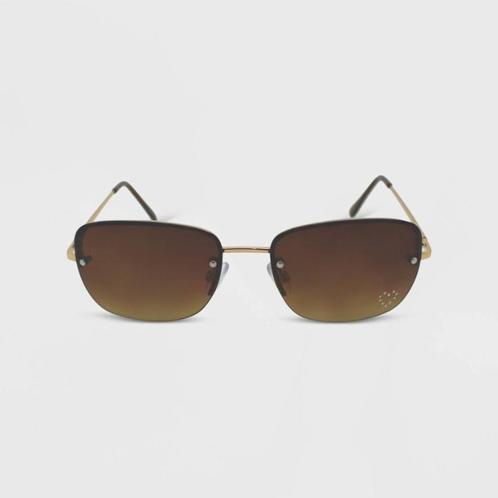 Women's Rimless Metal Oval Sunglasses - Wild Fable Brown