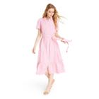 Women's Polka Dot Puff Sleeve Shirtdress - Lisa Marie Fernandez For Target Pink/white