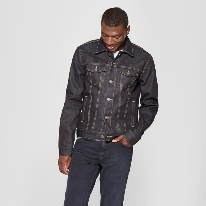 Men's Selvedge Denim Jacket - Goodfellow & Co Raw Indigo