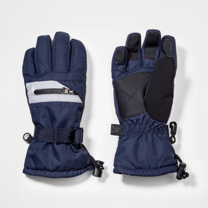 Boys' Ski Zipper Gloves - All In Motion Navy