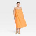 Women's Plus Size Easy Linen Tank Dress - A New Day Orange