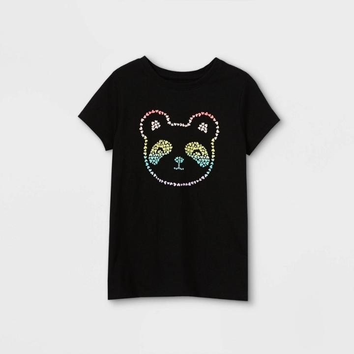 Girls' Rainbow Panda Graphic Short Sleeve T-shirt - Cat & Jack Black