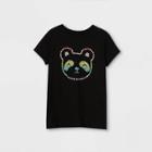 Girls' Rainbow Panda Graphic Short Sleeve T-shirt - Cat & Jack Black