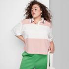 Women's Plus Size Short Sleeve Rugby Shirt - Wild Fable Pink