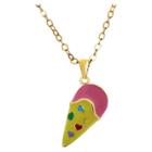 Target Ellen 18k Gold Overlay Enamel Children's Ice Cream Cone Pendant - Pink, Girl's