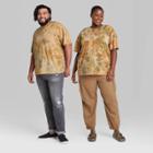Plus Size Short Sleeve Oversized T-shirt - Wild Fable Taupe Brown Tie-dye