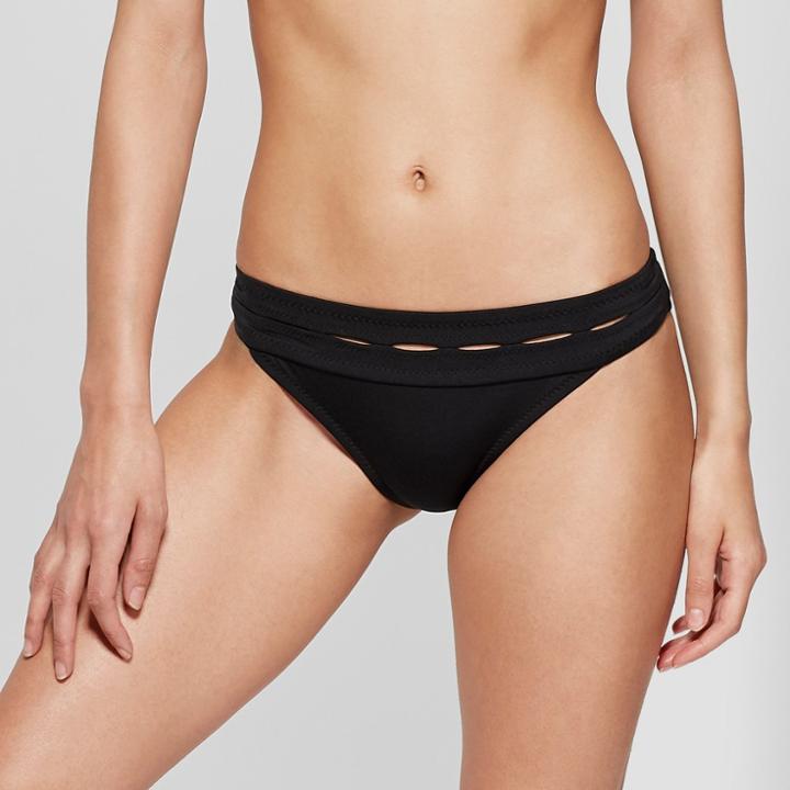 Women's Front Slit Inside Hipster Bikini Bottom - Mossimo Black