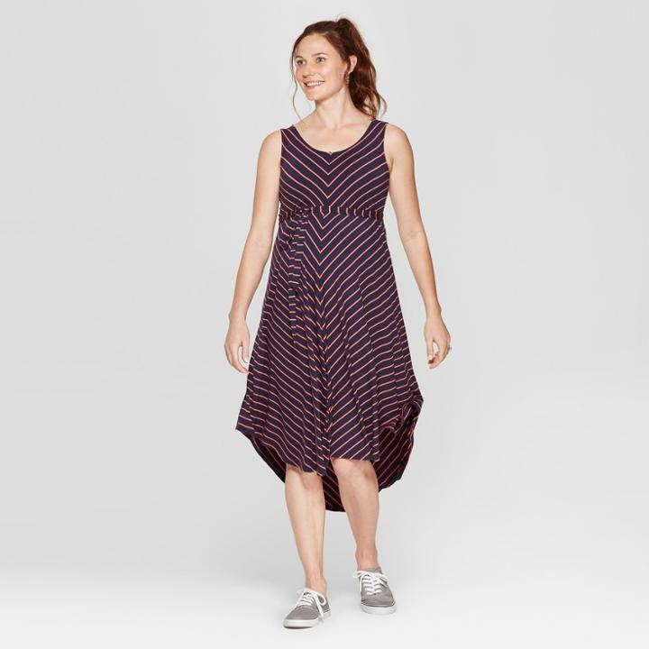 Maternity Striped Sleeveless Dress - Isabel Maternity By Ingrid & Isabel Navy/coral Stripe M, Women's, Blue