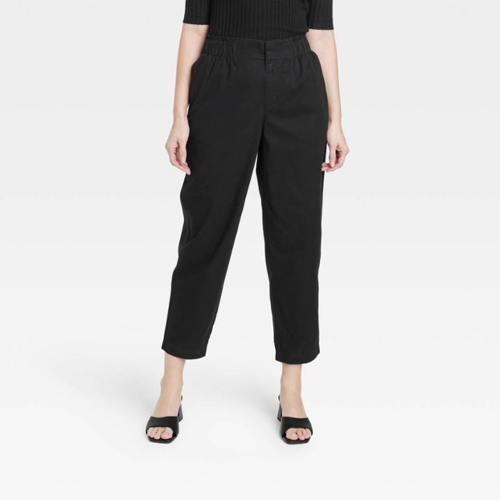 Women's High-rise Tapered Ankle Chino Pants - A New Day Black
