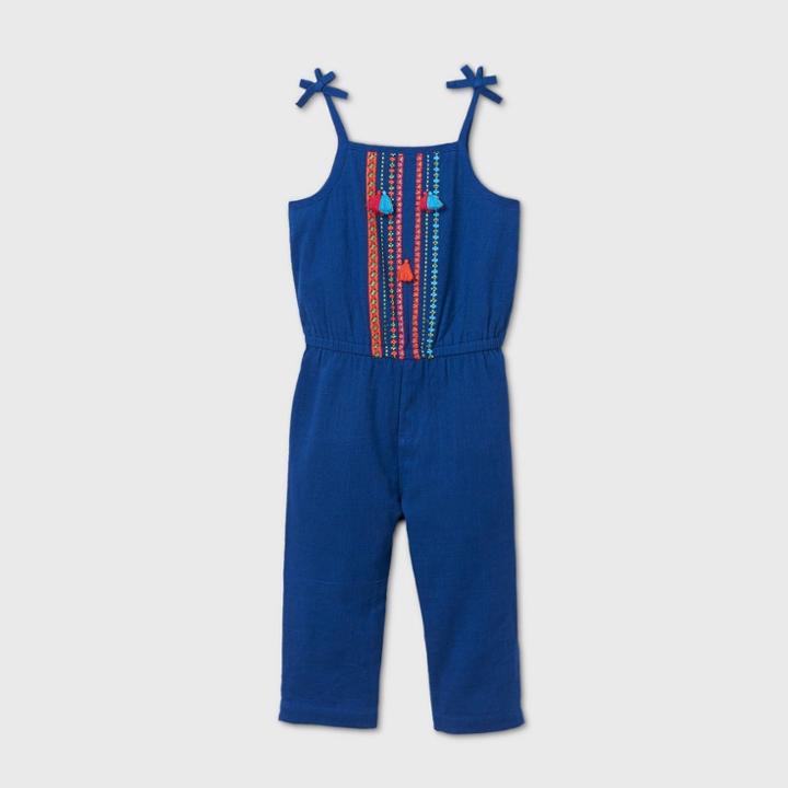 Toddler Girls' Embroidered Jumpsuit - Cat & Jack Blue