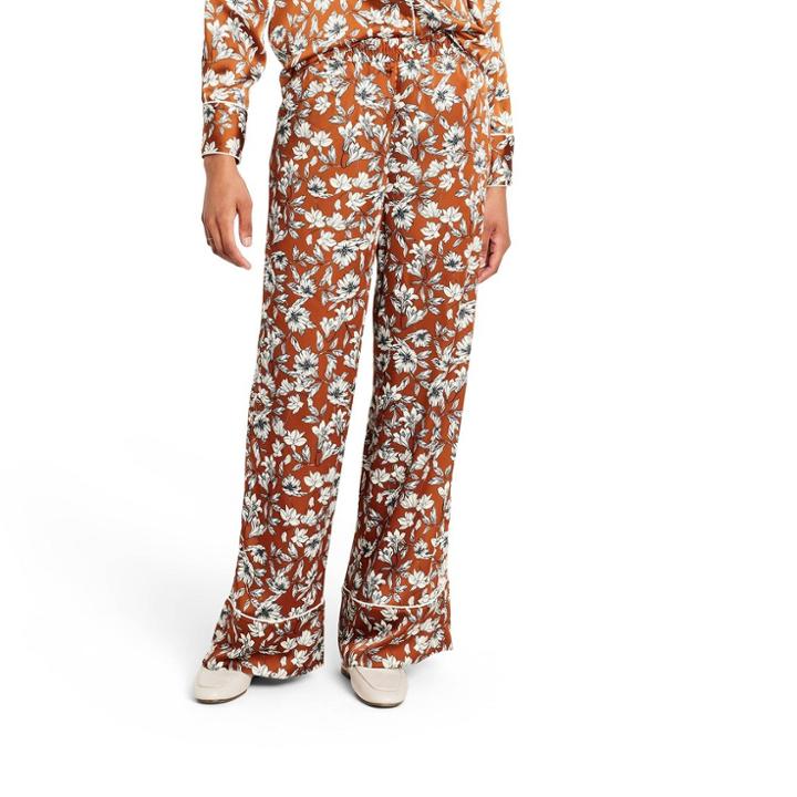 Women's Floral Wide Leg Trousers - La Ligne X Target Brown/white Xxs
