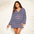 Women's Long Sleeve Tunic Cover Up - Cover 2 Cover Navy/white