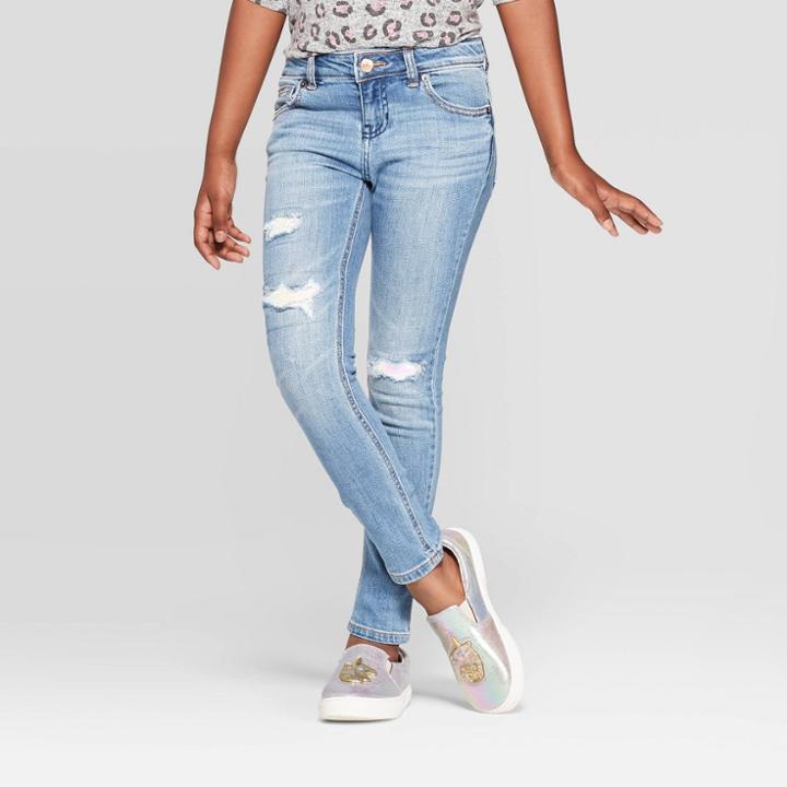 Girls' Flip Sequin Jeans - Cat & Jack Light Wash
