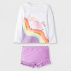 Toddler Girls' Long Sleeve Unicorn Rash Guard Set - Cat & Jack Purple