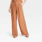 Women's High-rise Wide Leg Pants - A New Day Brown