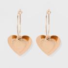Wire Hoop With Heart Charm Earrings - Wild Fable Gold
