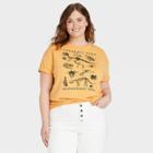 Women's Jurassic Park Plus Size Grid Short Sleeve Graphic T-shirt - Mustard