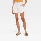 Women's High-rise A-line Midi Jean Shorts - Universal Thread White