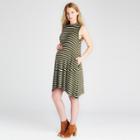 Maternity Striped Mock Swing Dress - Expected By Lilac Olive/ivory S, Women's, Green White