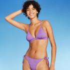 Juniors' Metallic Ribbed Triangle Bikini Top - Xhilaration Orchid