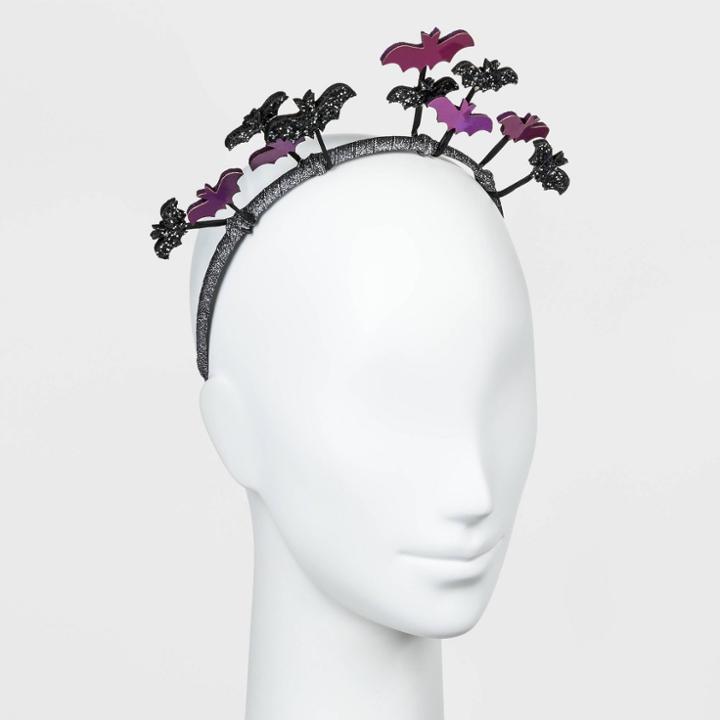 No Brand Holographic And Glitter Bats Headband - Black