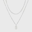 Rectangle Charm Layered Chain Pendant Necklace - A New Day