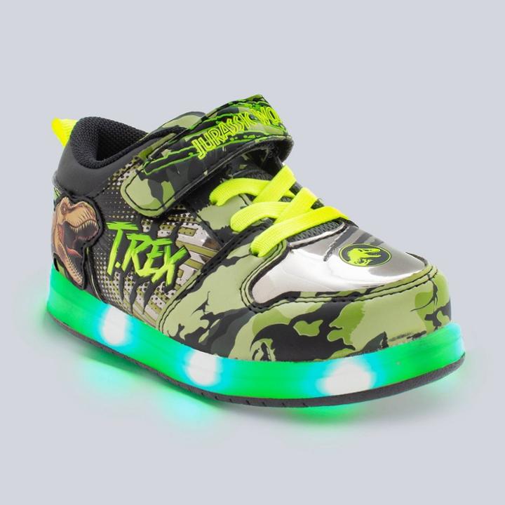 Toddler Boys' Jurassic World Dinosaur Lighted-up Athletic Sneakers - Green 7, Toddler Boy's