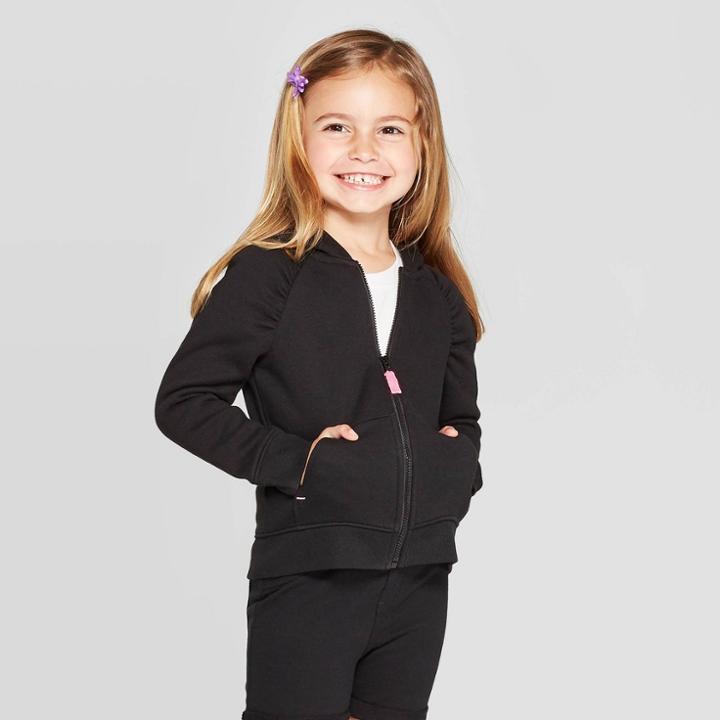 Toddler Girls' Long Sleeve Cat Hood Sweatshirt - Cat & Jack Black, Toddler Girl's,