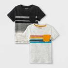 Toddler Boys' 2pk Striped Pocket Short Sleeve T-shirt - Cat & Jack Black