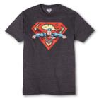 Dc Comics Men's Superman Textfill T-shirt Charcoal