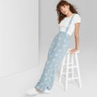 Women's Floral Print Sleeveless Strappy Suspender Toile Jumpsuit - Wild Fable Blue/cream