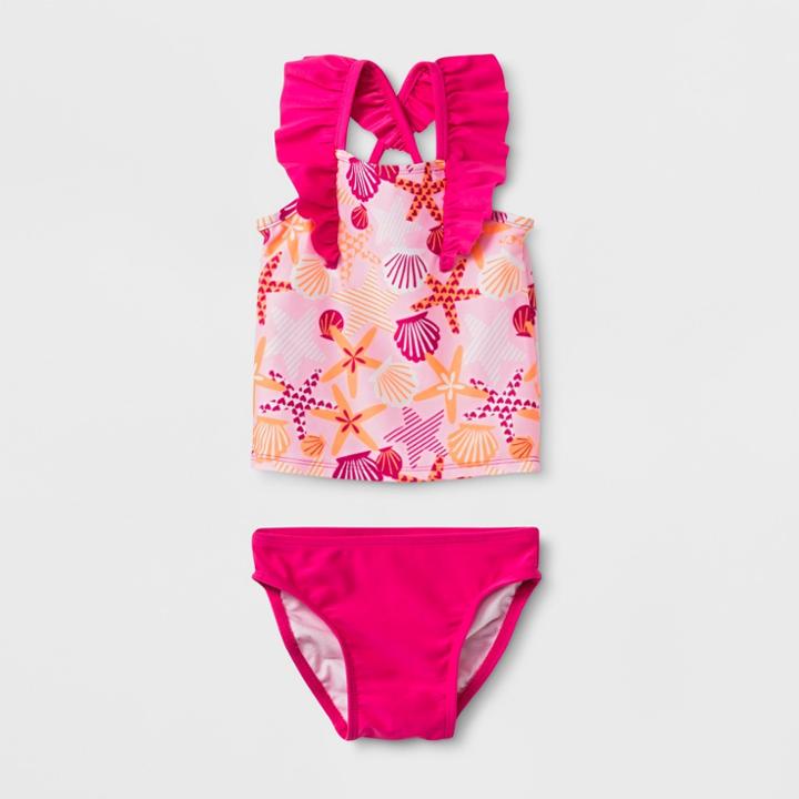 Baby Girls' Ruffle Strap Tankini Set - Cat & Jack Pink