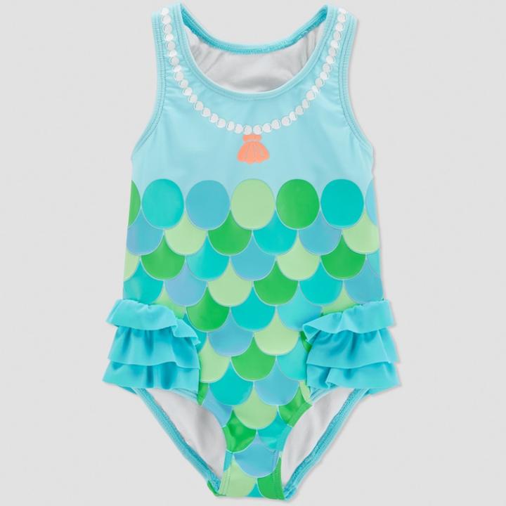 Baby Girls' Mermaid One Piece Swimsuit - Just One You Made By Carter's Turquoise