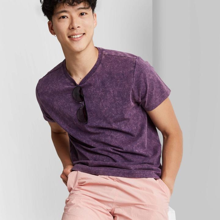 Men's Regular Fit Short Sleeve Crewneck T-shirt - Original Use Purple