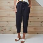Women's Mid-rise Tie Waist Gauze Straight Pants - Universal Thread Black