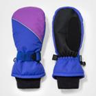 Girls' Ski Mittens With Reflective Piping - All In Motion Blue