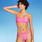 Juniors' Foil Print Bralette Bikini Top - Xhilaration Bright Pink