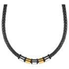 Men's Crucible Two-tone Braided Leather Beaded Necklace, Gold