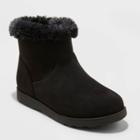 Girls' Mila Zipper Slip-on Winter Shearling Style Boots - Cat & Jack Black
