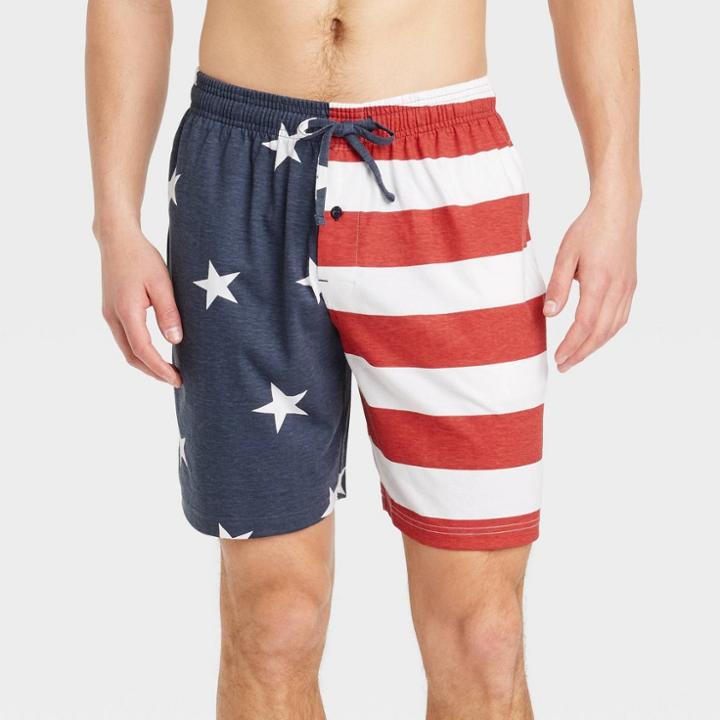 Mad Engine Men's Americana Flag Pajama Shorts - Navy Blue