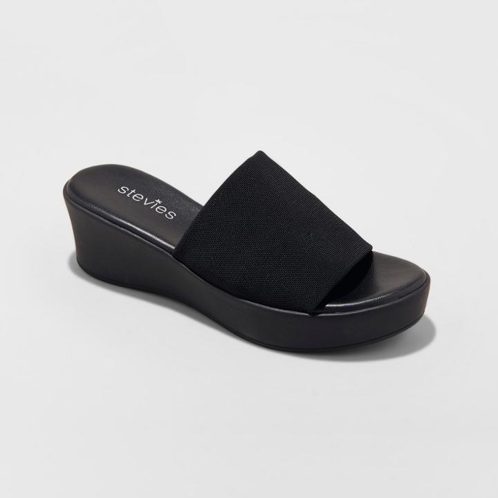 Girls' #stretch Wedge Sandals Stevies - Black