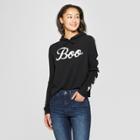 Women's Boo Hooded Graphic Sweatshirt - Modern Lux (juniors') Black