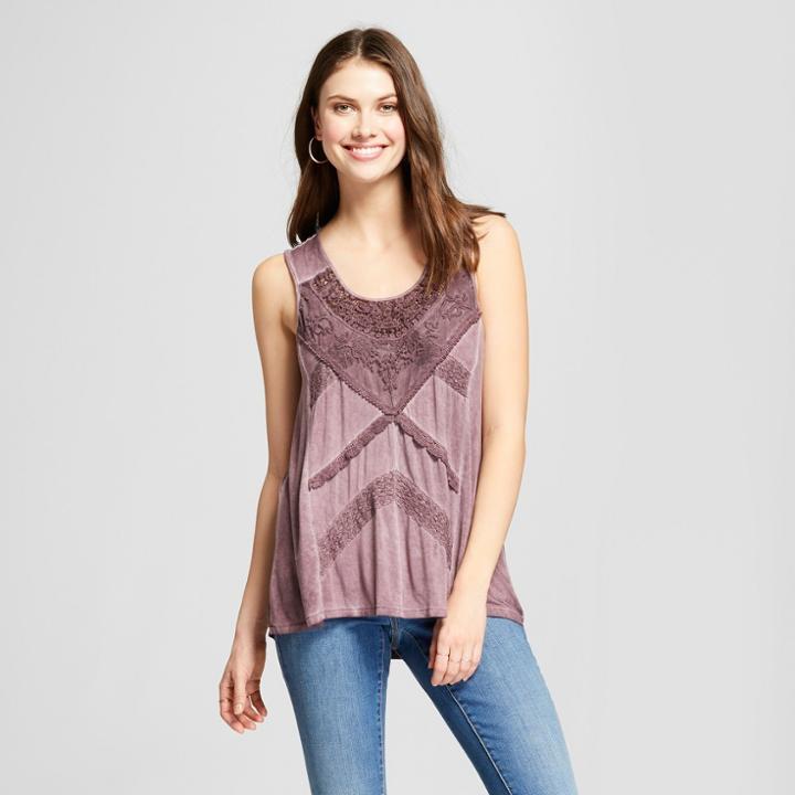 Women's Lace Oil Wash Tank - Knox Rose Purple
