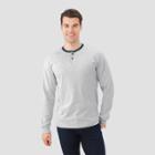 Fol Select Fruit Of The Loom Men's Long Sleeve Henley T-shirt - Light Gray Heather