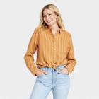 Women's Long Sleeve Classic Fit Button-down Shirt - Universal Thread Tan