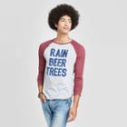 Men's Long Sleeve Crewneck Rain Beer Trees Raglan Graphic T-shirt - Awake Gray/burgundy S, Men's,
