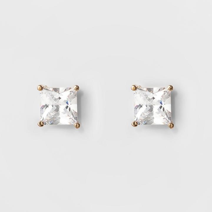 Women's Square Crystal Stud - A New Day Gold/clear
