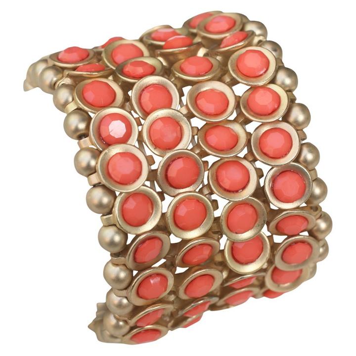 Zirconite Multi-strand Bracelet With Bezel Crystals - Pink Coral