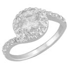 Women's Silver Plated Cubic Zirconia Halo