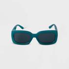 Women's Rectangle Sunglasses - A New Day Teal Blue